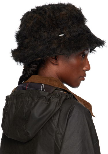 Шапка OUR LEGACY Shaggy Faux-Fur Logo Hardware Bucket Hat Черно | A4258BOB, 2