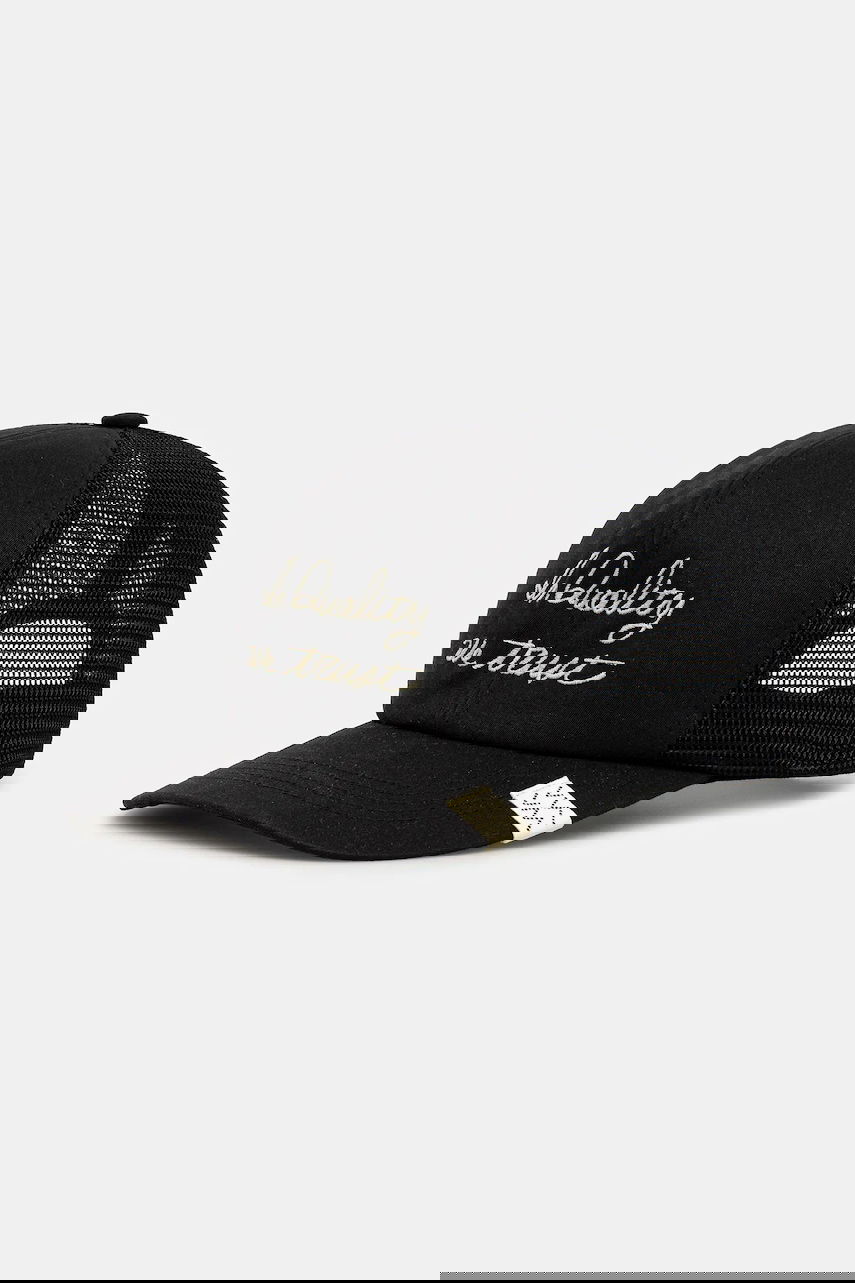Шапка с козирка visvim goodyear ii Trucker Cap with 'In Quality We Trust' Embroidery Черно | 125103003009, 0