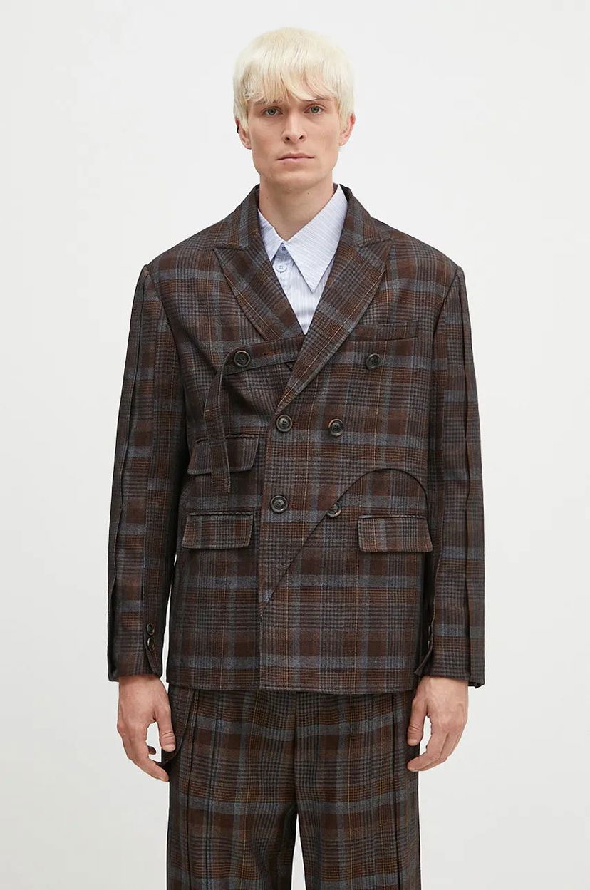 Яке Andersson Bell Soe Check Wrap Double Breasted Jacket Кафяво | awa628m