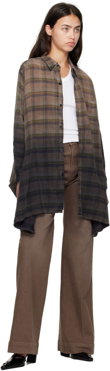 Риза R13 R13 Draped Plaid Shirt Кафяво | R13WR416-R552B, 3