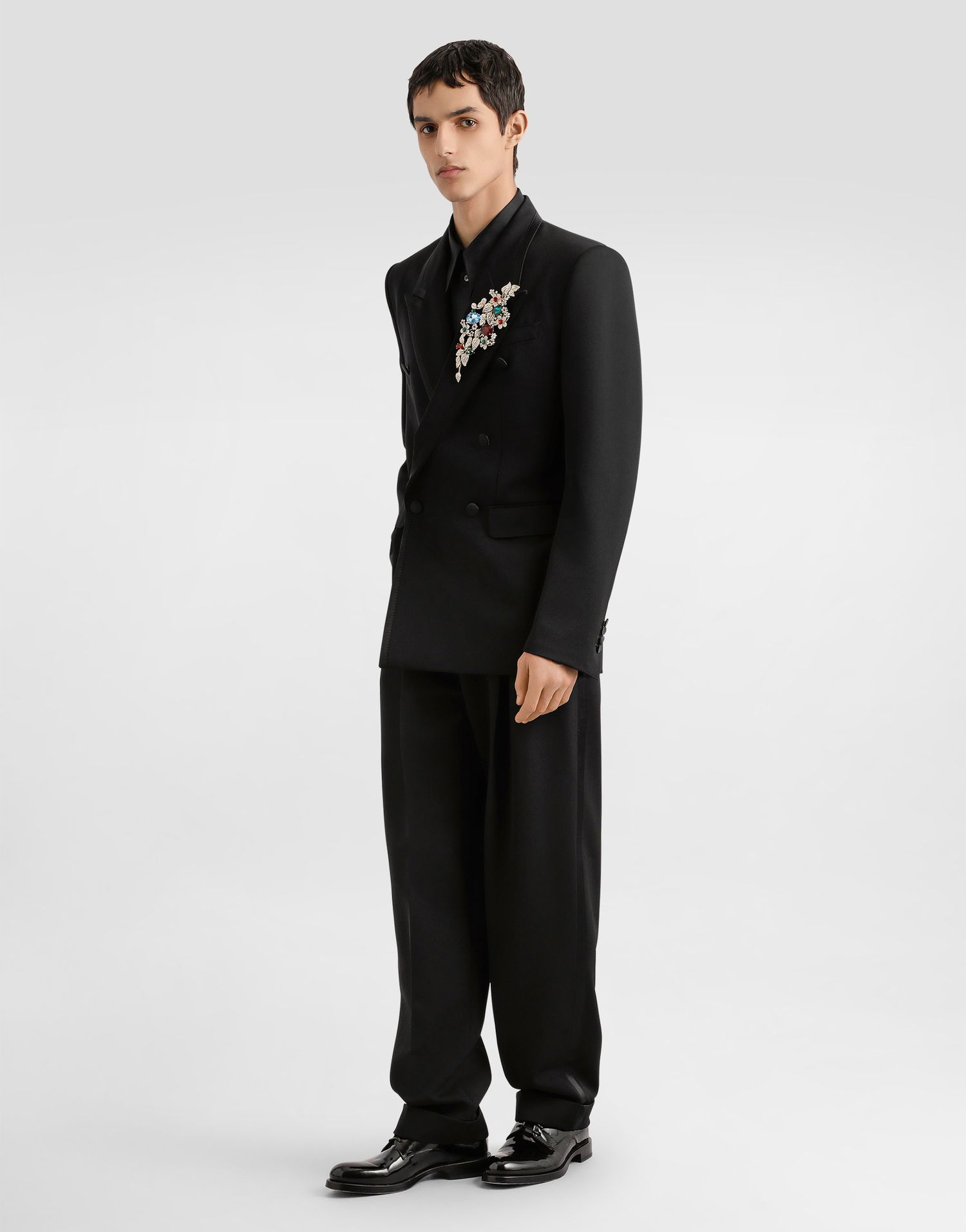 Панталони Dolce & Gabbana Dolce & Gabbana Wool Gabardine Cuffed Trousers Черно | GP17FTFU21EN0000, 1