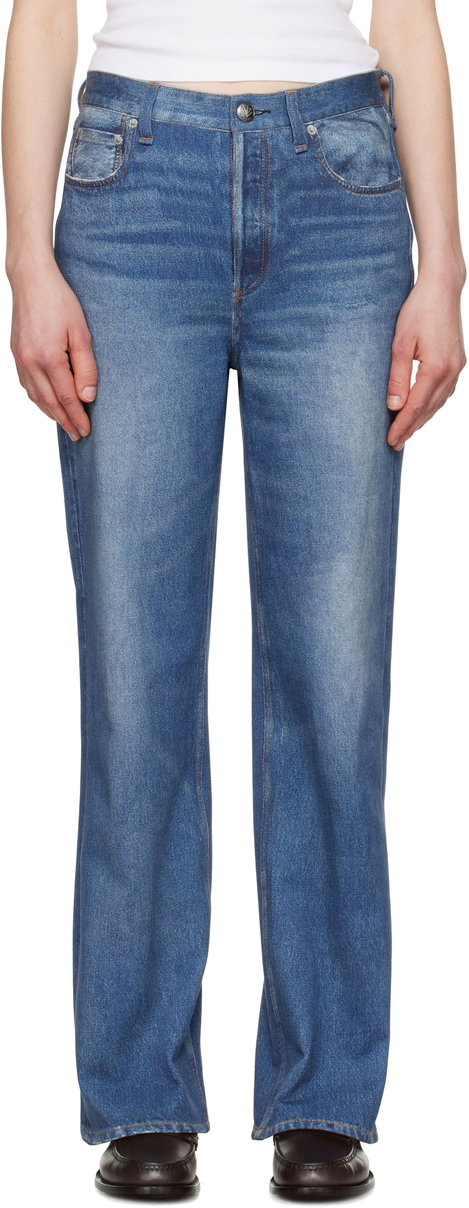 Дънки rag & bone rag & bone Miramar Terry Shea Ankle-Length Jeans Синьо | WCW25S70008200, 0