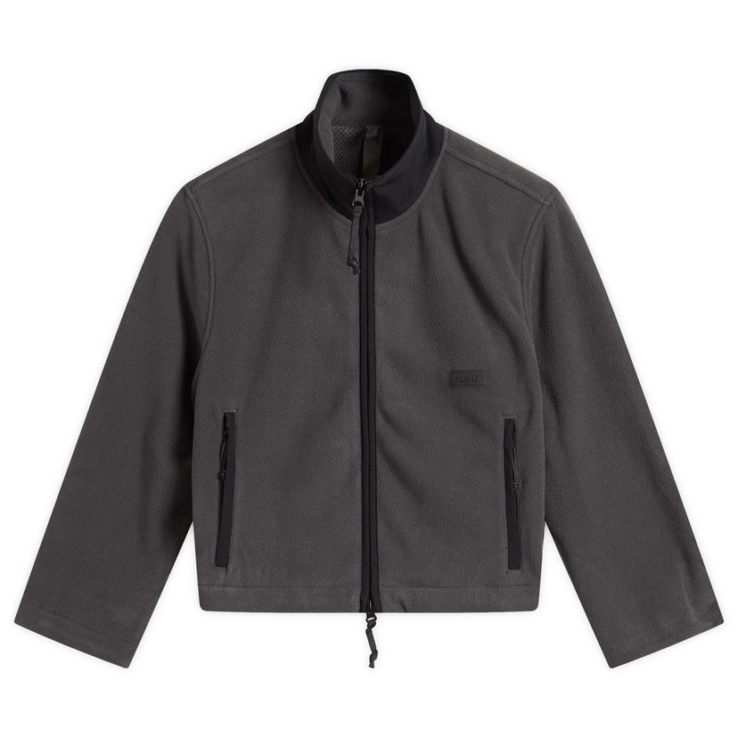 Яке SKIMS Fleece Lounge Shrunken Full-Zip Jacket with Stand Collar and Zippered Pockets Сиво | ZU-ZUP-9935W-ASH