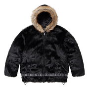 Faux Fur Parka with Embroidered Band