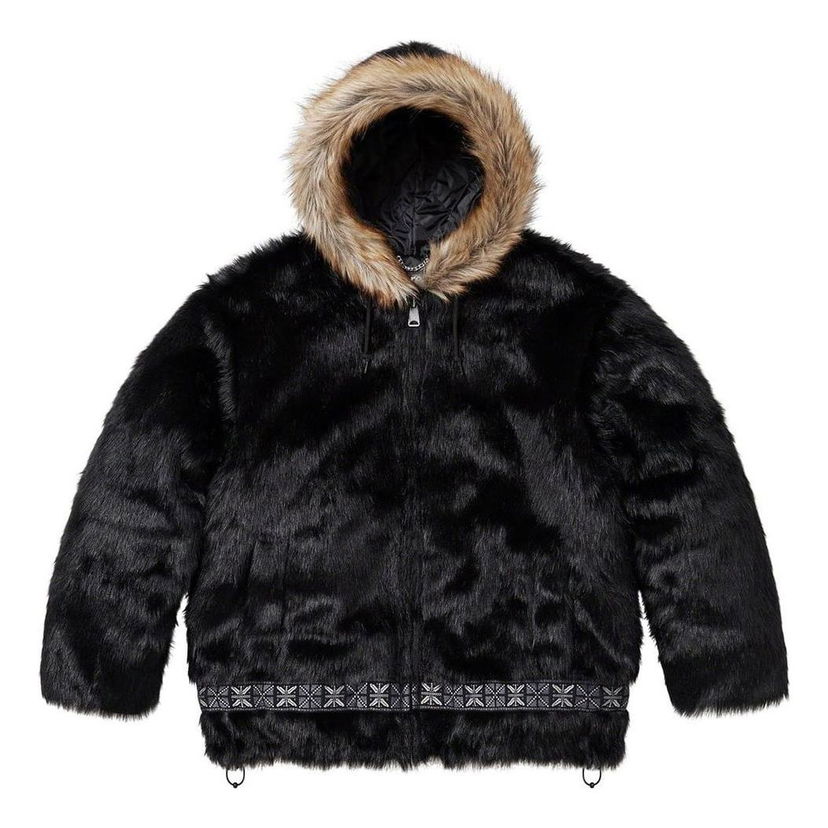 Парка Supreme Faux Fur Parka with Embroidered Band Черно | SUP-FW23-220