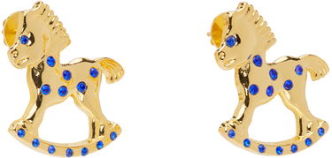 Обеци Chopova Lowena Gold-tone & Blue Crystal Rocking Horse Earrings Металик | 6507, 4