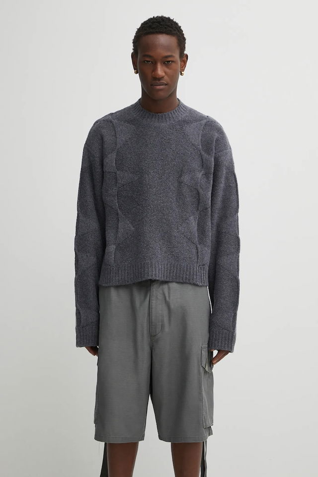 Textured Knit Crew Neck Sweater