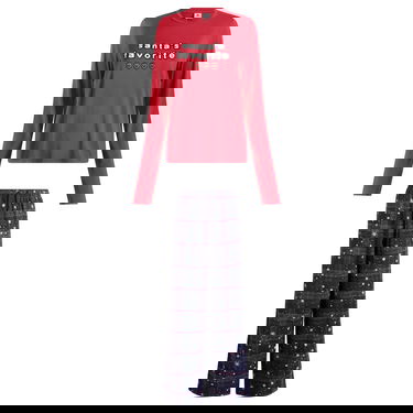 Пижама SKIMS CPFM Long Sleeve & Flannel Pant Sleep Set Santa'S Fav Print Многоцветен | ST-SET-10060W-SFB, 0