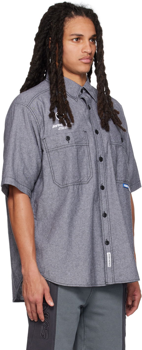 Риза AAPE by A Bathing Ape AAPE by A Bathing Ape Embroidered Shirt Сиво | AAPSRM8436XXKBKX, 1