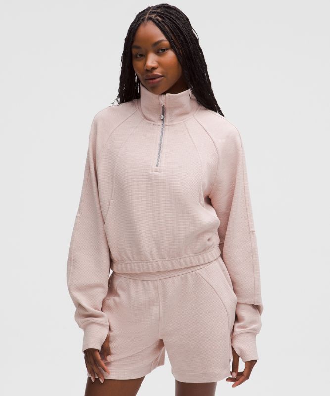 Суитчър lululemon Scuba Waffle Half-Zip Cropped Sweatshirt Розово | prod20005887, 0