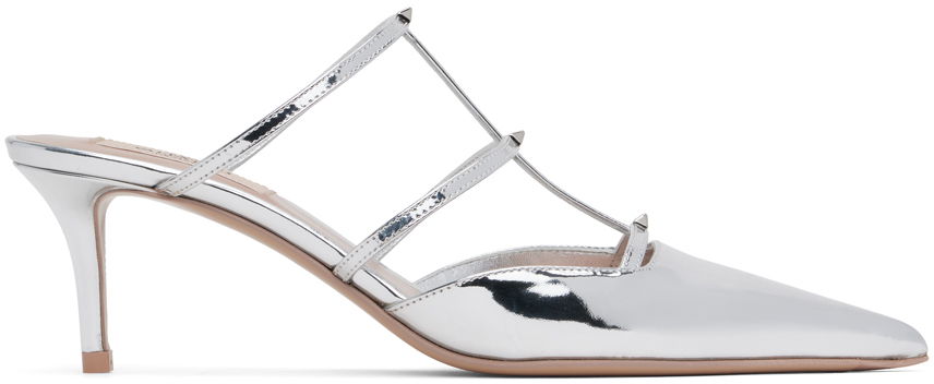 Кецове и обувки Valentino Garavani Silver Rockstud Wispy Calfskin 60mm Mules Бяло | 5W2S0JB1VNM, 0
