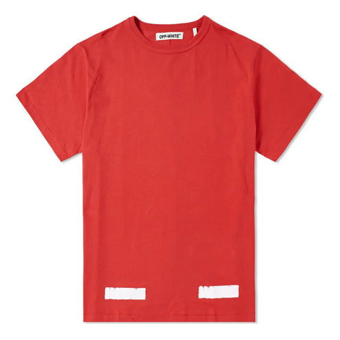 Тениска Off-White Brushed Diagonal Short Sleeve T-Shirt Червено | OMAA002F161850102001