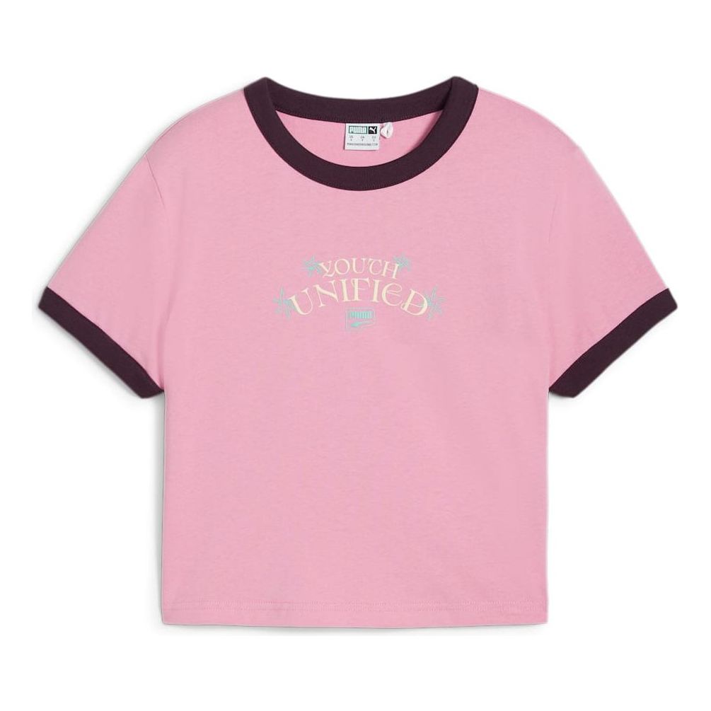 Съкратен топ Puma Downtown Graphic Baby T-Shirt Розово | 626654-48, 0