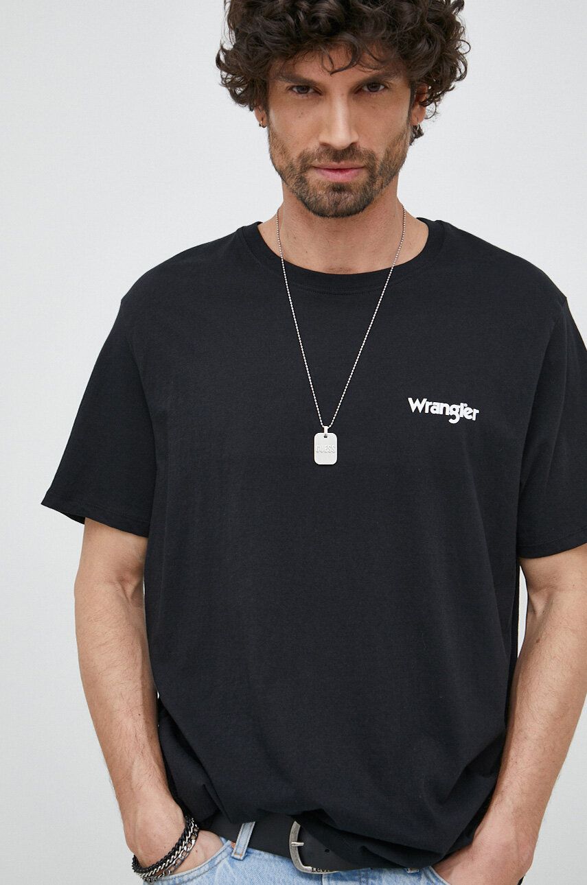 Тениска Wrangler Cotton T-Shirt Черно | W7BZFQE12, 0