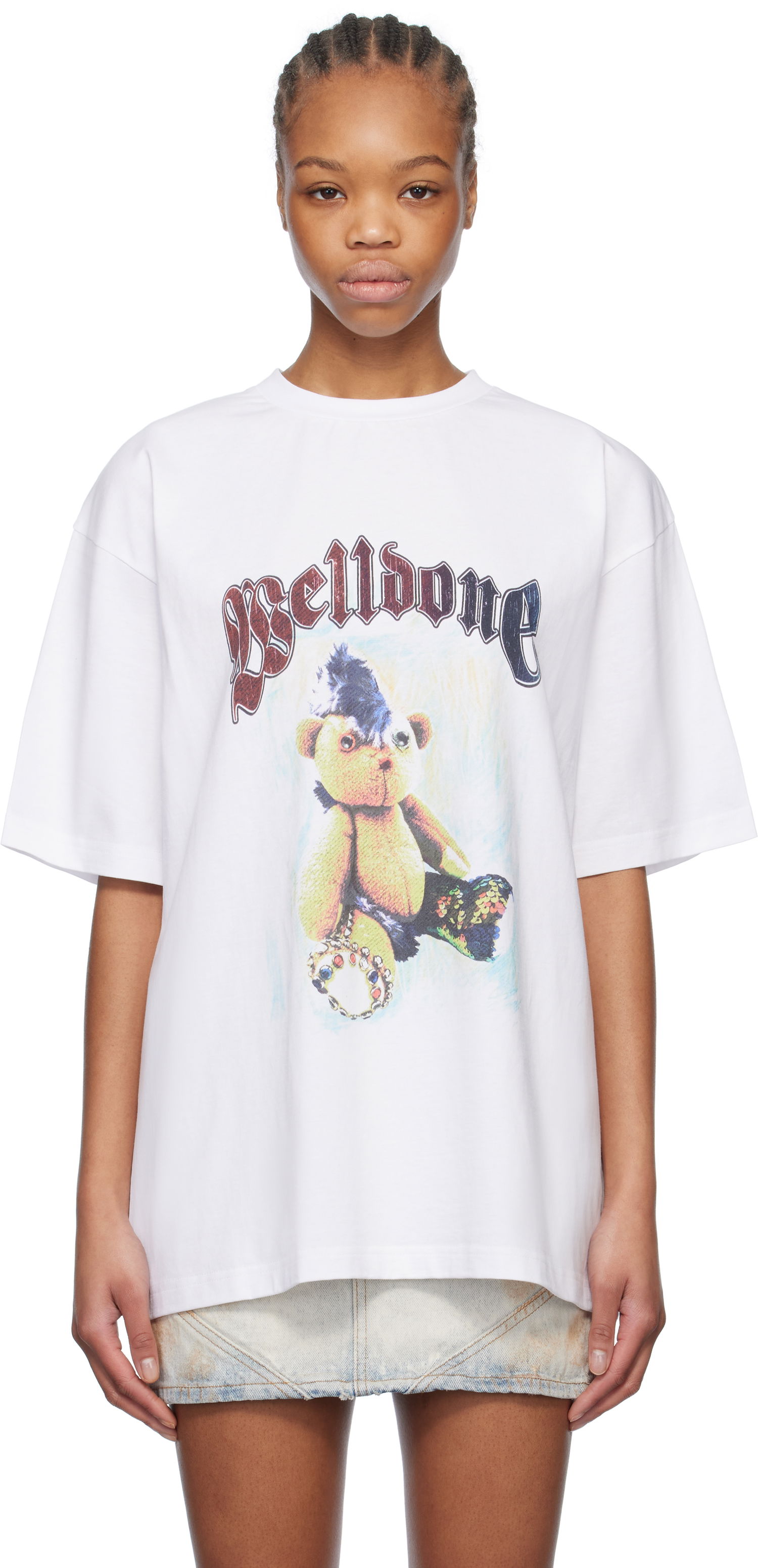 Тениска We11done We11done Punk Teddy Graphic T-Shirt Бяло | WD-TT0-25-747-U-WH, 0