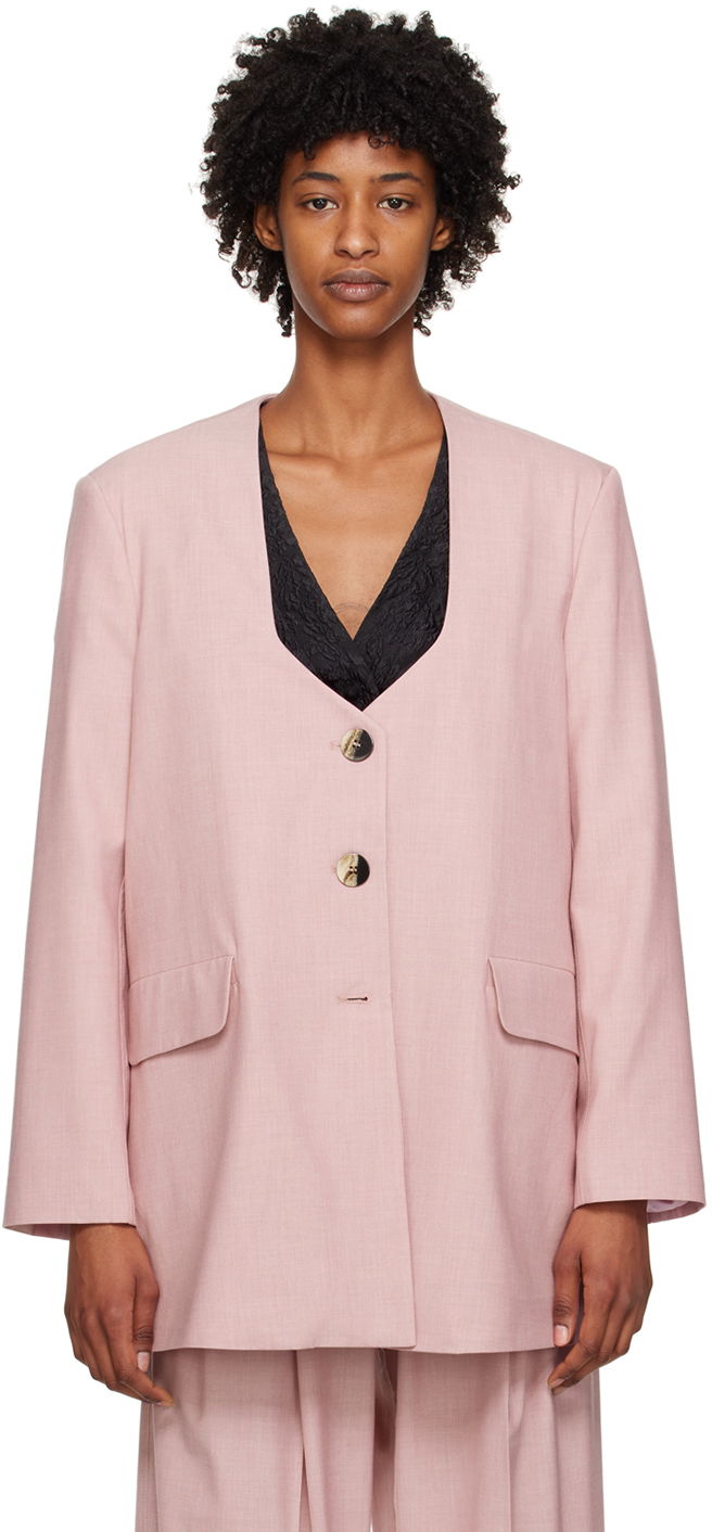 Жилетка GANNI Oversized Drapey Blazer Розово | F7755, 0