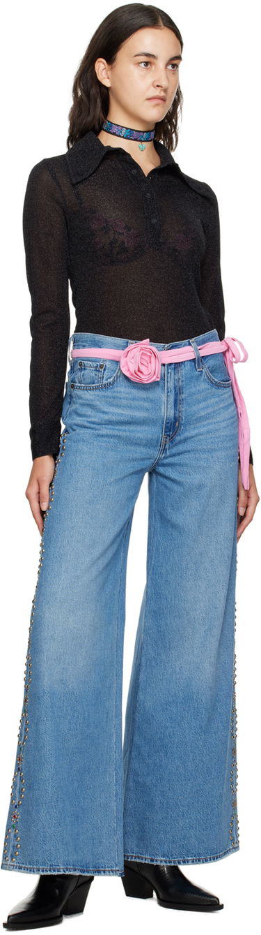 боди Anna Sui Anna Sui Sparkling Polo Neck Bodysuit Черно | 723L21, 4