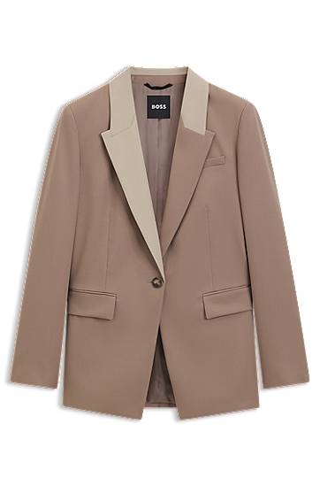 Relaxed Fit Blazer with Colour-Blocked Lapels