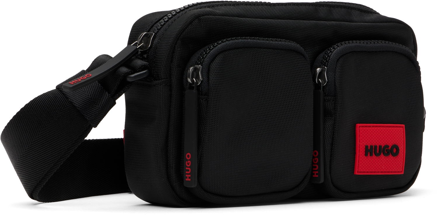Чанта през рамо BOSS Logo Patch Two-Pocket Crossbody Bag Черно | 50547771, 1