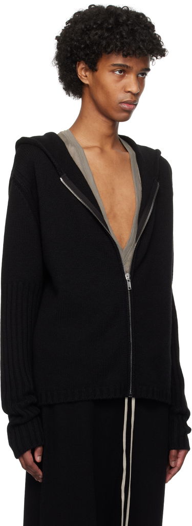Суитчър Rick Owens Rick Owens Hollywood Zipped Knit Hoodie Черно | RU01E5666 KLWS, 1