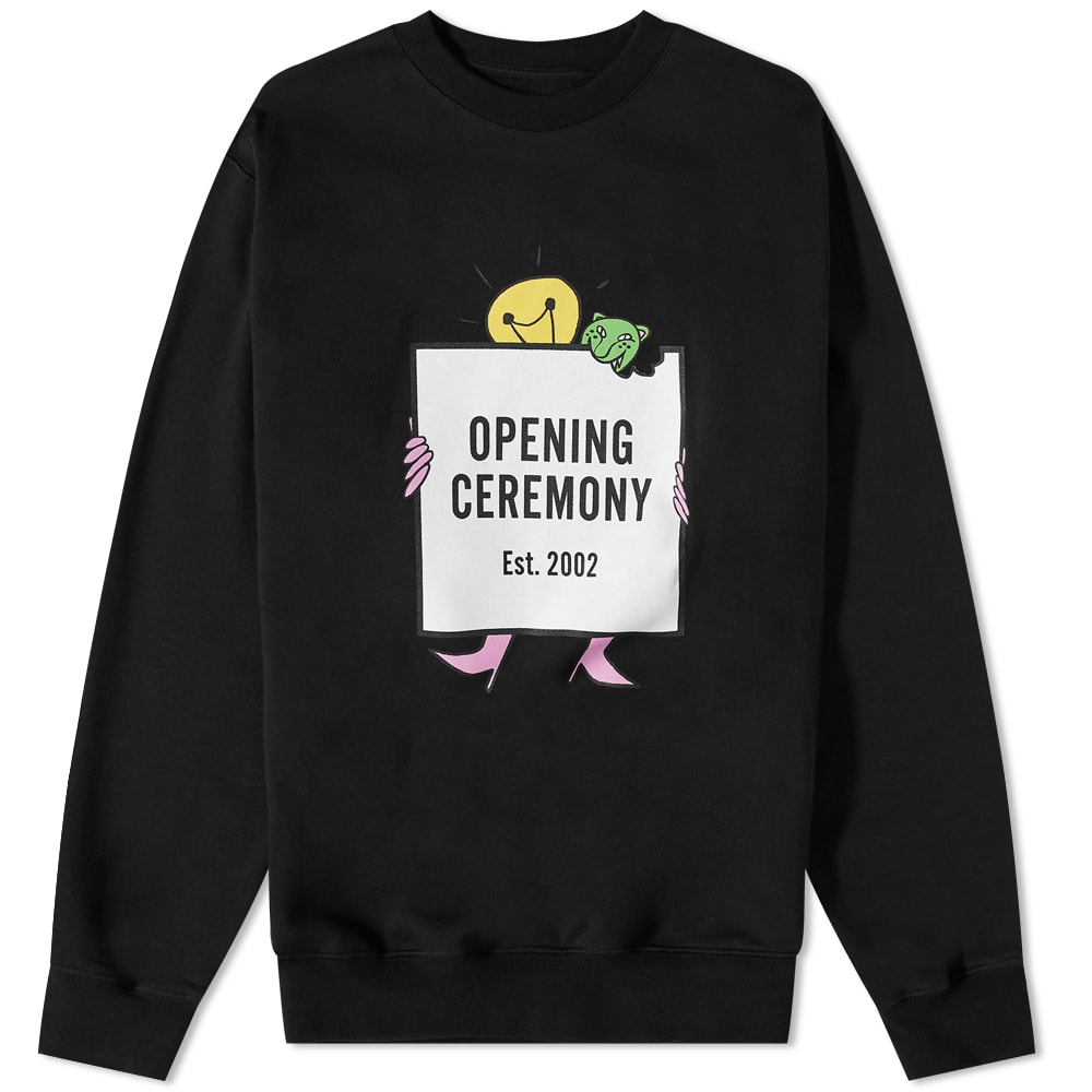 Суитчър Opening Ceremony Light Bulb Box Logo Crew Sweat Crew Черно | YMBA003F21FLE003-1003, 0
