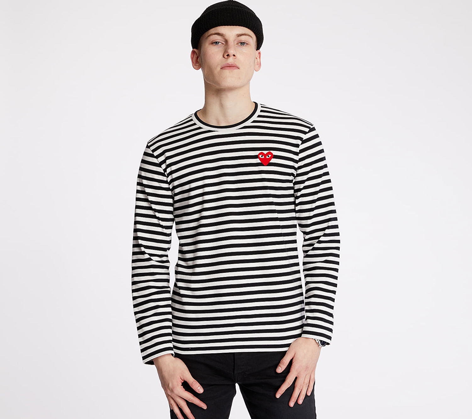 Тениска Comme des Garçons PLAY Long Sleeve Tee Черно | AZT164 black white, 0
