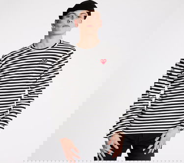 Тениска Comme des Garçons PLAY Long Sleeve Tee Черно | AZT164 black white, 0