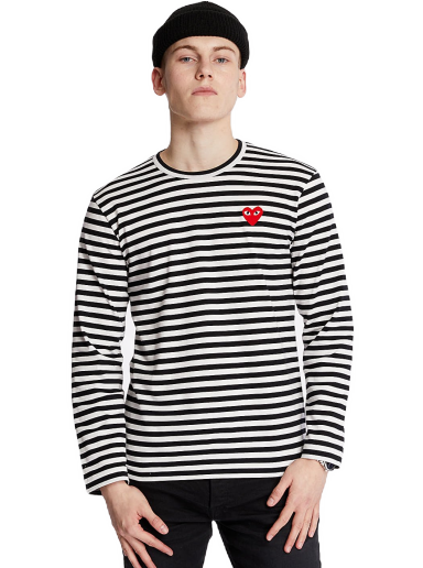 Тениска Comme des Garçons PLAY Long Sleeve Tee Черно | AZT164 black white