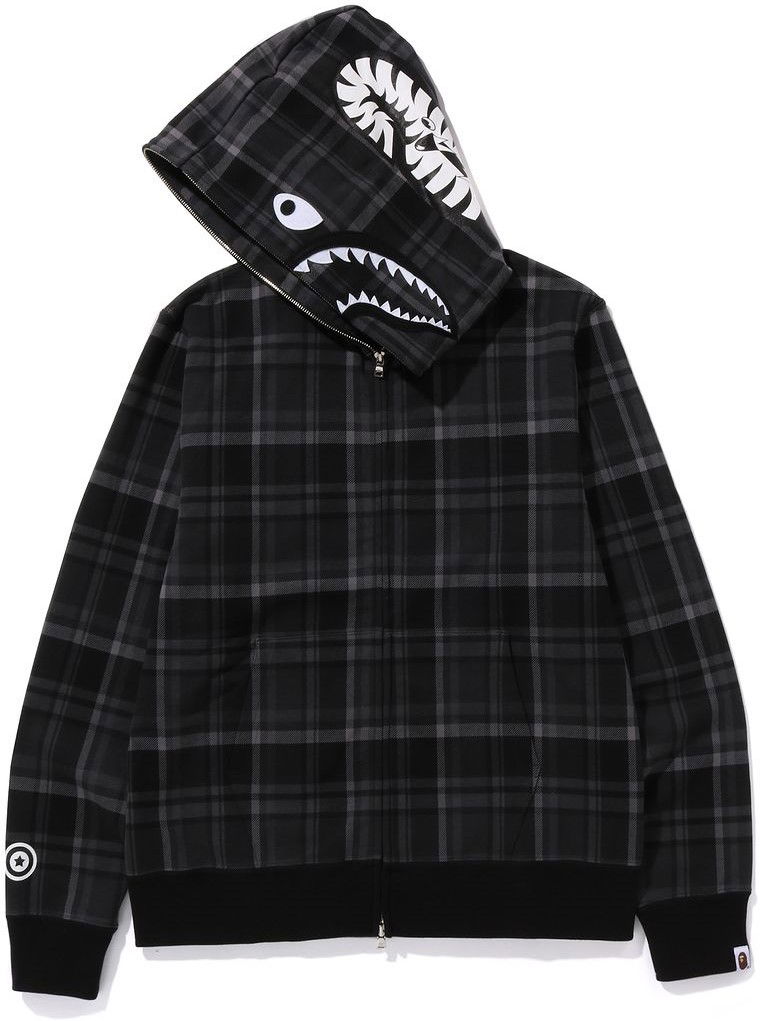 Суитчър BAPE Bape x CDG Osaka Check Shark Full Zip Hoodie Черно | BAPE-CDG-SHARK, 1