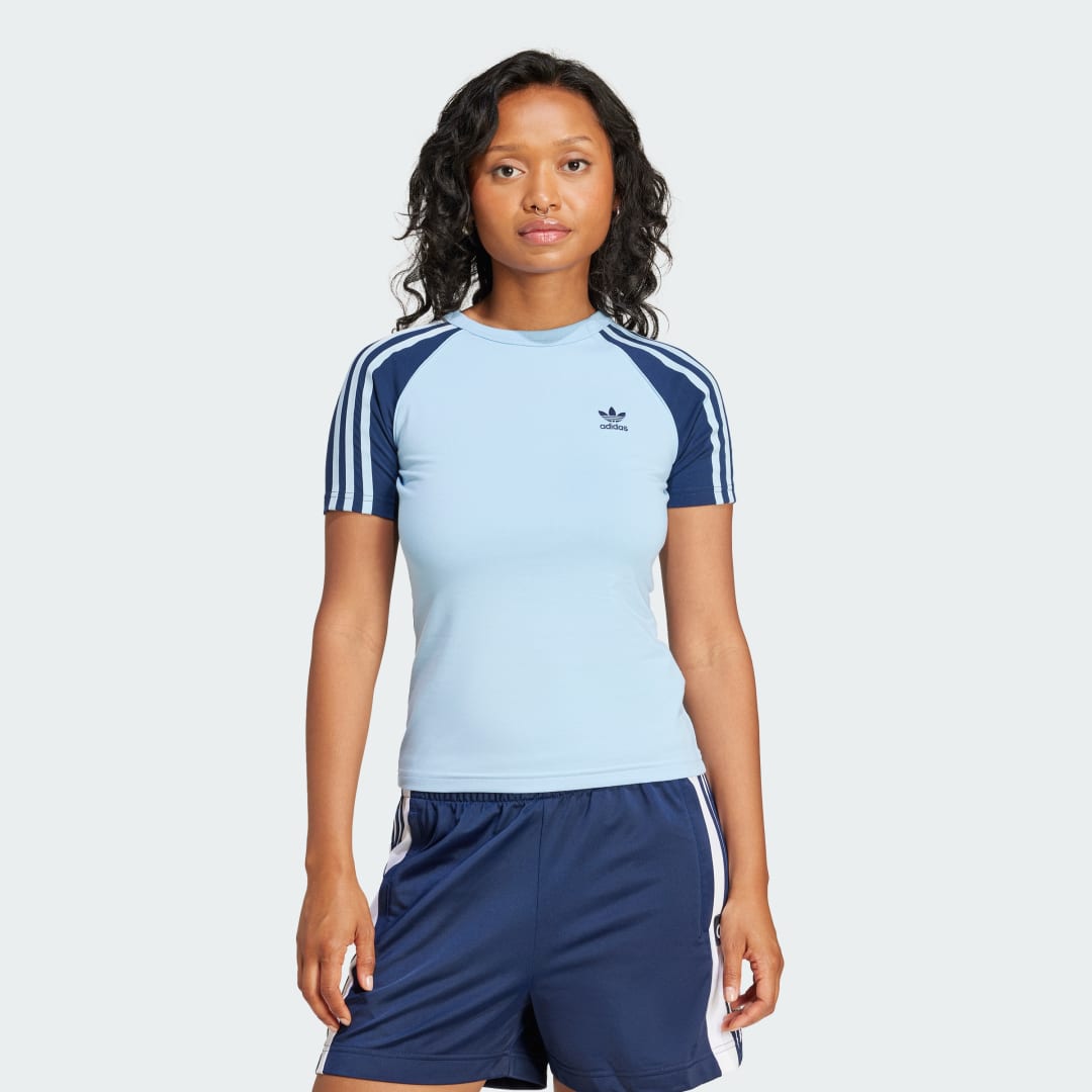 Тениска adidas Performance 3-Stripes Raglan Slim T-Shirt Синьо | JD0836, 0