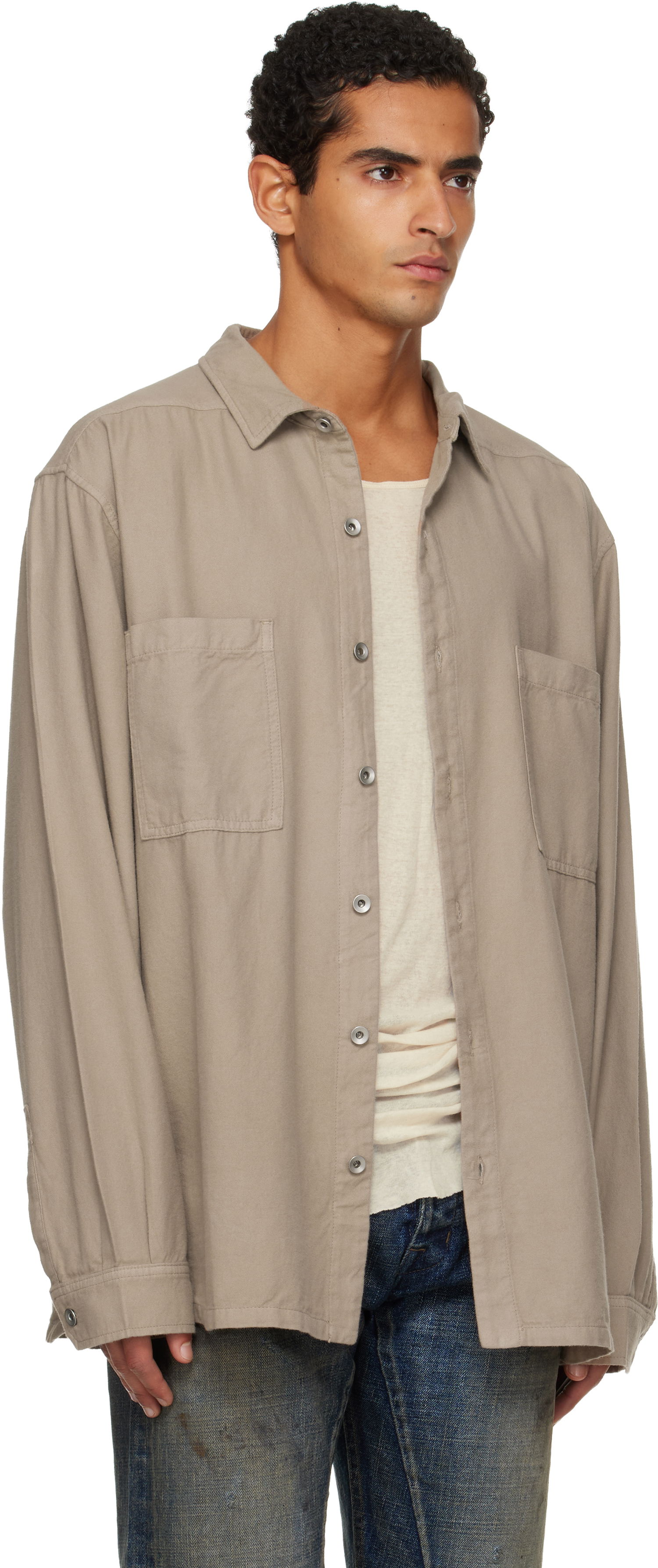 Риза Rick Owens DRKSHDW Concordians Jumbo Button-Up Shirt Бежово | DU02E7299 CFL, 1