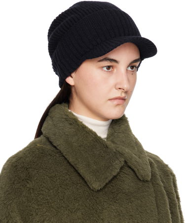 Шапка Max Mara Max Mara Ribbed Knit Beanie with Visor Черно | 2424576132600 MM02398, 1