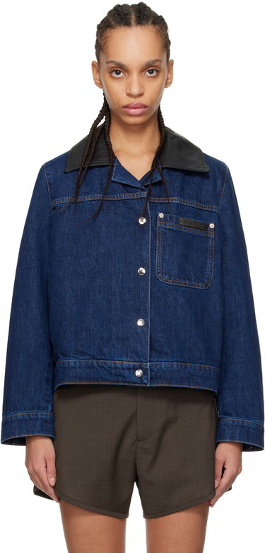 Яке Wales Bonner Wales Bonner Denim Jacket with Faux Leather Collar Синьо | WS25DE14-DE01-599, 0