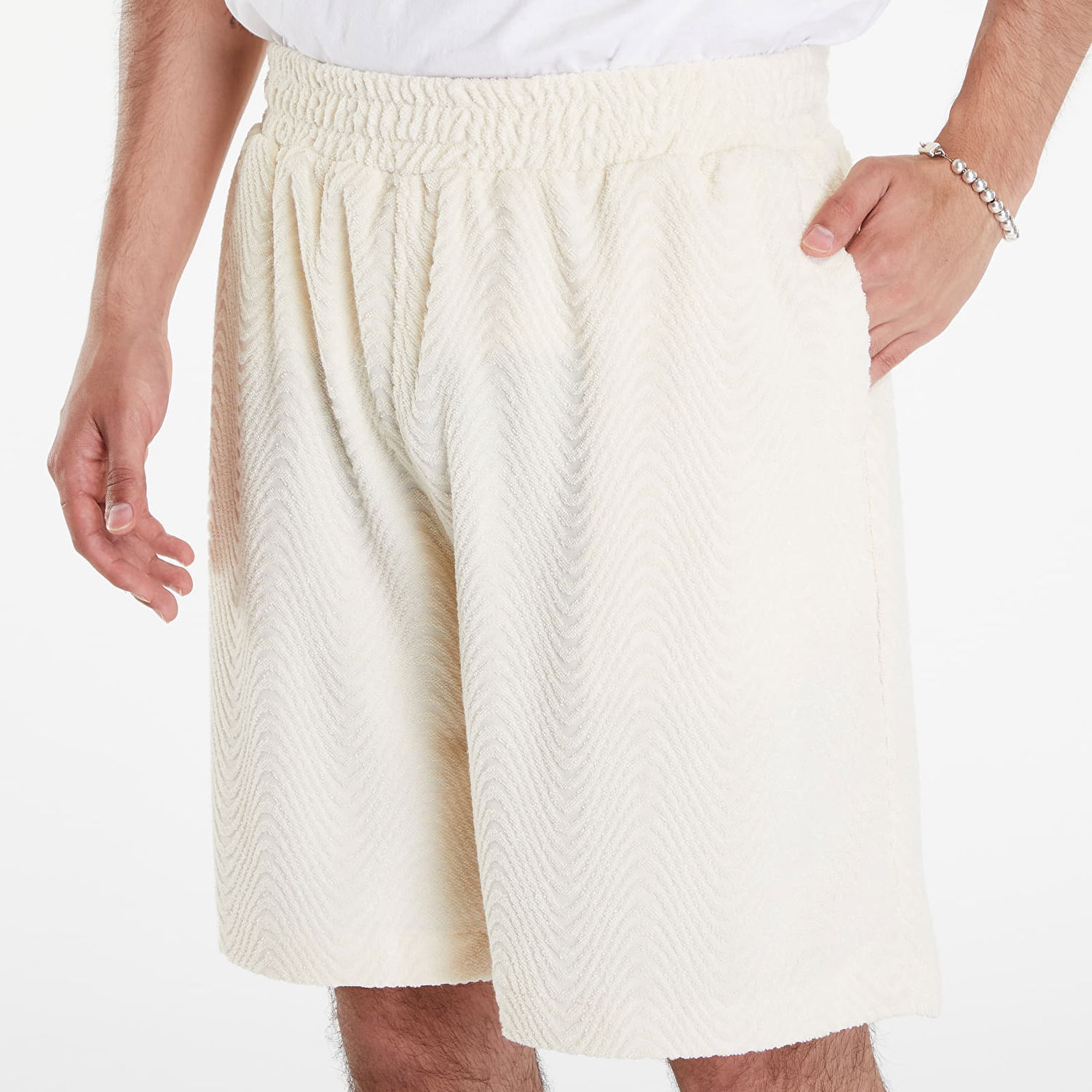 Къси панталони Pleasures Zen Terry Shorts Off White Бяло | P24SU038 WHITE, 1