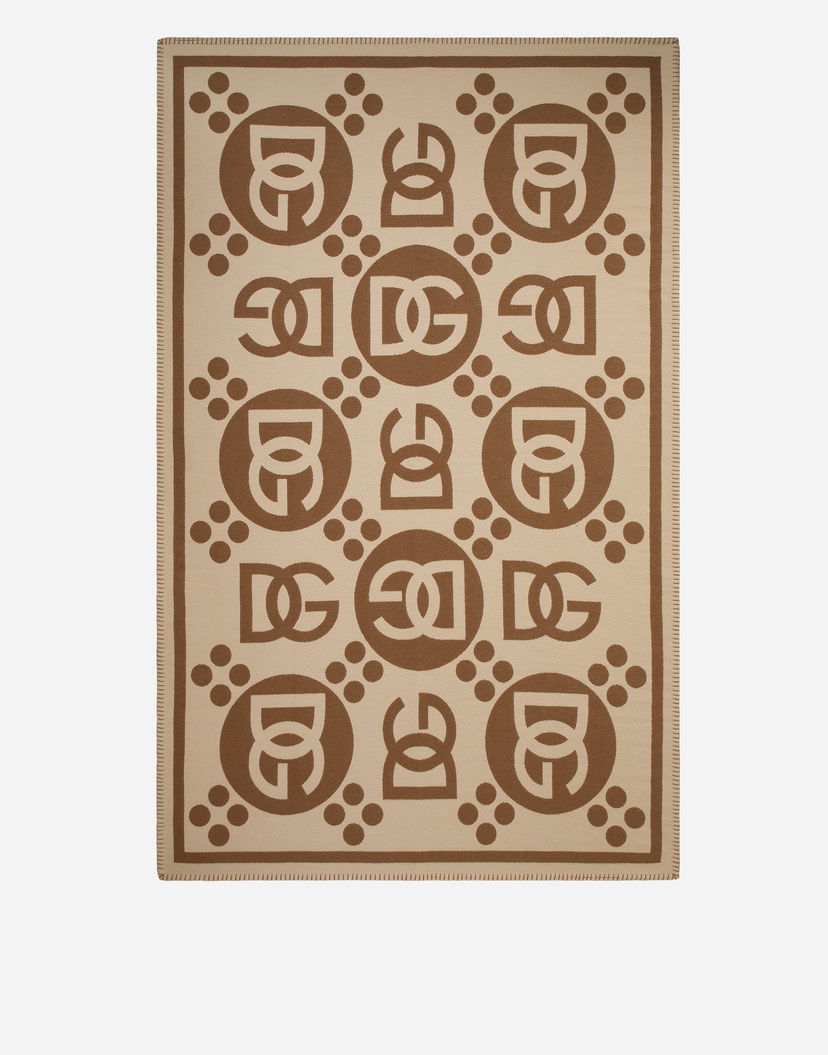 Домашен декор Dolce & Gabbana Dolce & Gabbana Wool Jacquard DG Logo Pattern Blanket Кафяво | TCE012TCAN2U0052