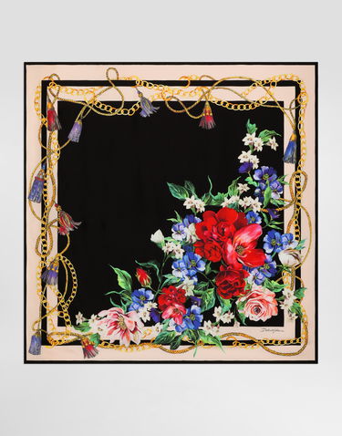 Шал Dolce & Gabbana Dolce & Gabbana Floral-Print Silk Twill Square Scarf Многоцветен | FN090RGDC5JHN5QG, 0