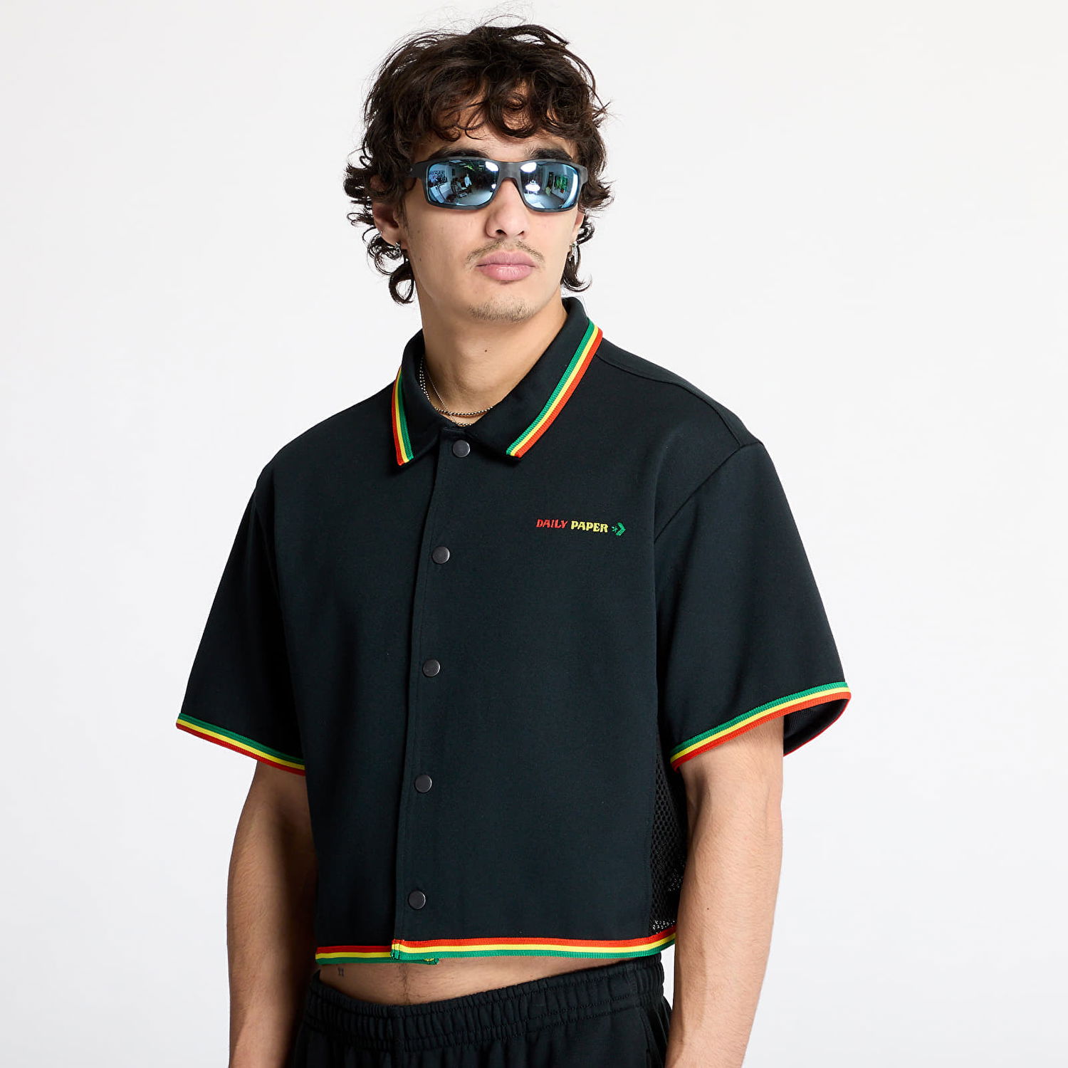 Поло тениска Converse Converse x Daily Paper Cropped Polo Shirt Черно | 10027831-A01, 1