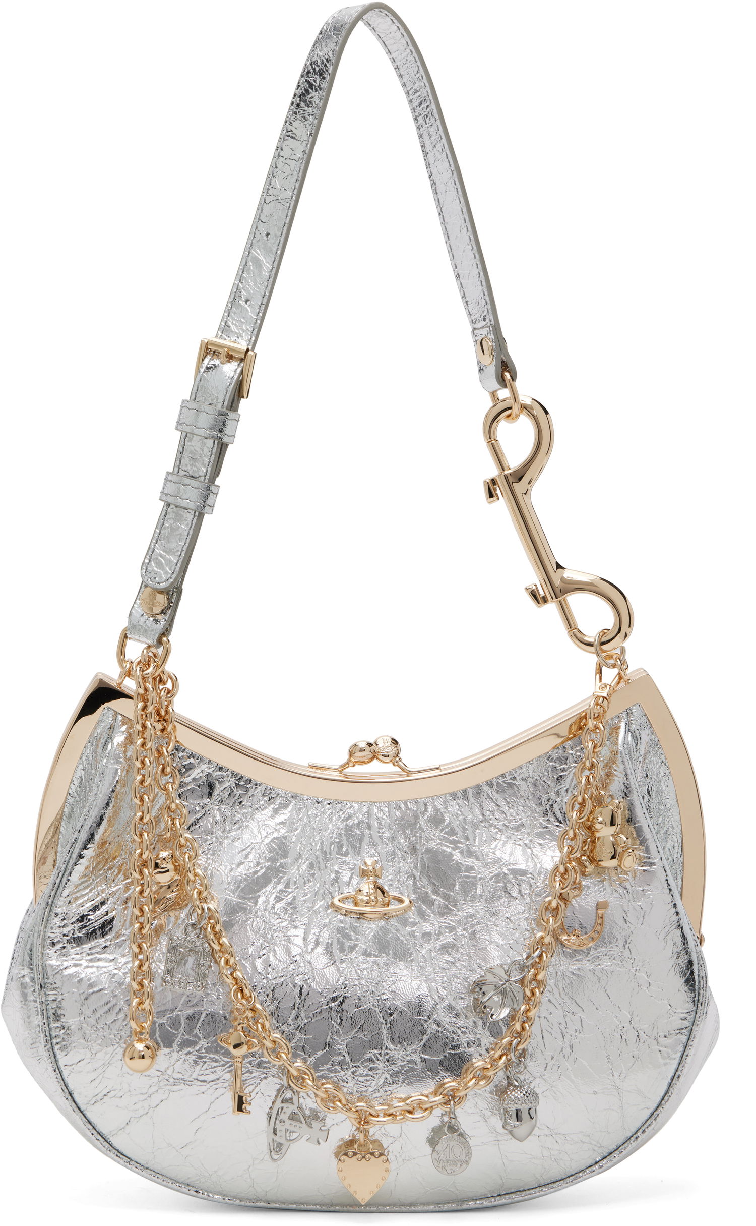Дамска чанта Vivienne Westwood Vivienne Westwood Charm Frame Bag Металик | 4B01000PW-L00AC-, 0