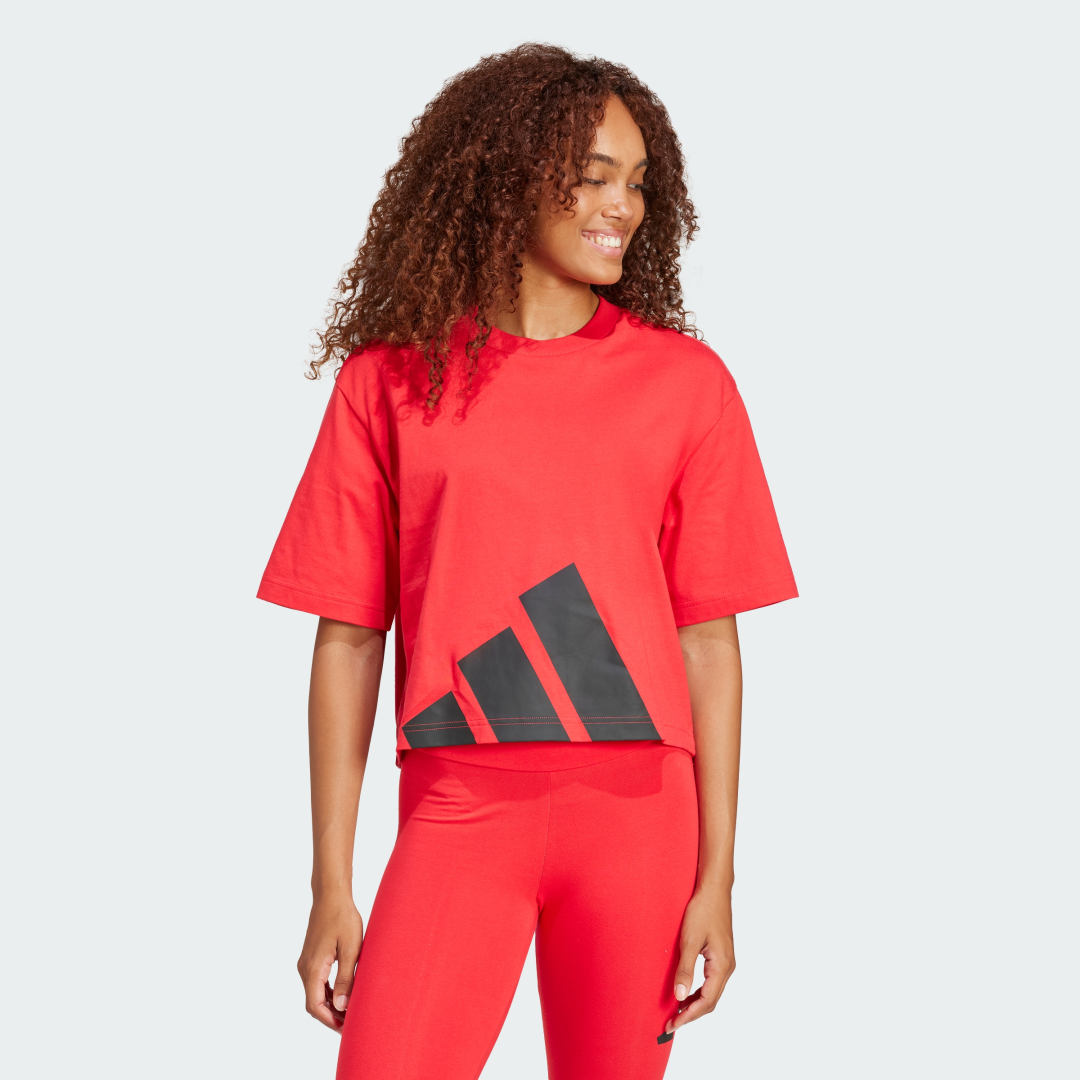 Тениска adidas Performance Big Logo Cropped Boyfriend Fit T-Shirt Червено | JG8741, 0