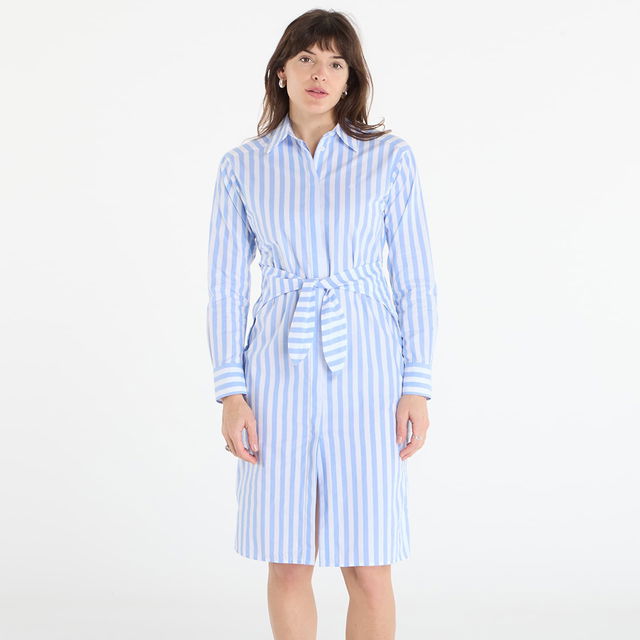 Yarndye Cotton Poplin Shirtdress Two Color Wide Stripe