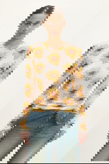 Тениска JW Anderson JW Anderson Long Sleeve Underpinning Sunflower Print Многоцветен | JO0238.PG1670.001, 0