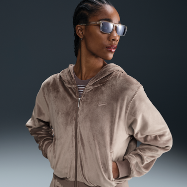 Суитчър Nike Nike Sportswear Chill Knit Velour Full-Zip Hoodie Кафяво | HJ0954-233, 0