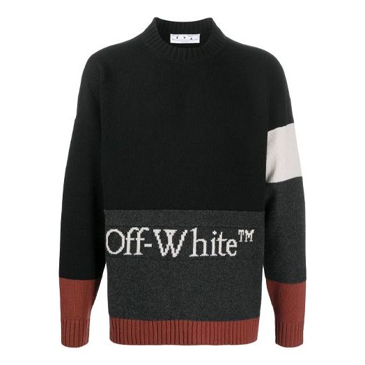 Пуловер Off-White FW20 Logo-Knit Colour Block Sweater Черно | OMHE048F20KNI0011001, 0