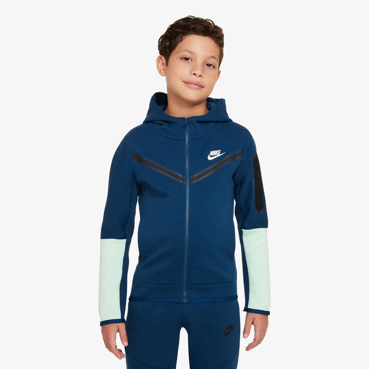 Суитчър Nike Kids' Tech Fleece Full-Zip Hoodie Синьо | CU9223-460, 1