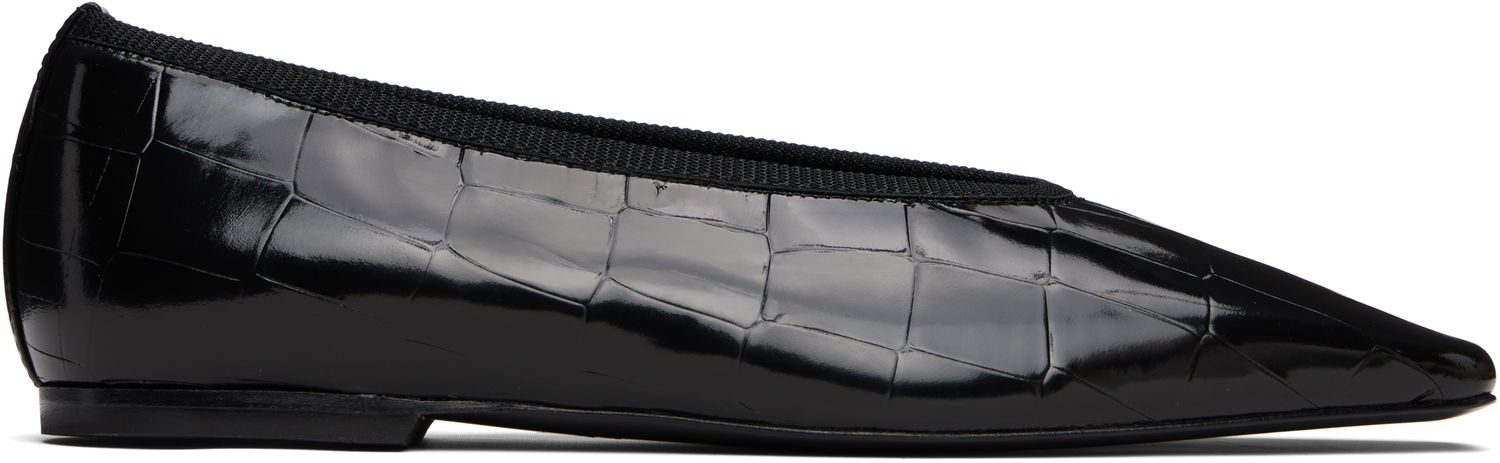 Грижа за обувките TOTEME TOTEME Minimalist Croco-Embossed Ballerina Flats Черно | 253-WAS0218-LE0153, 0
