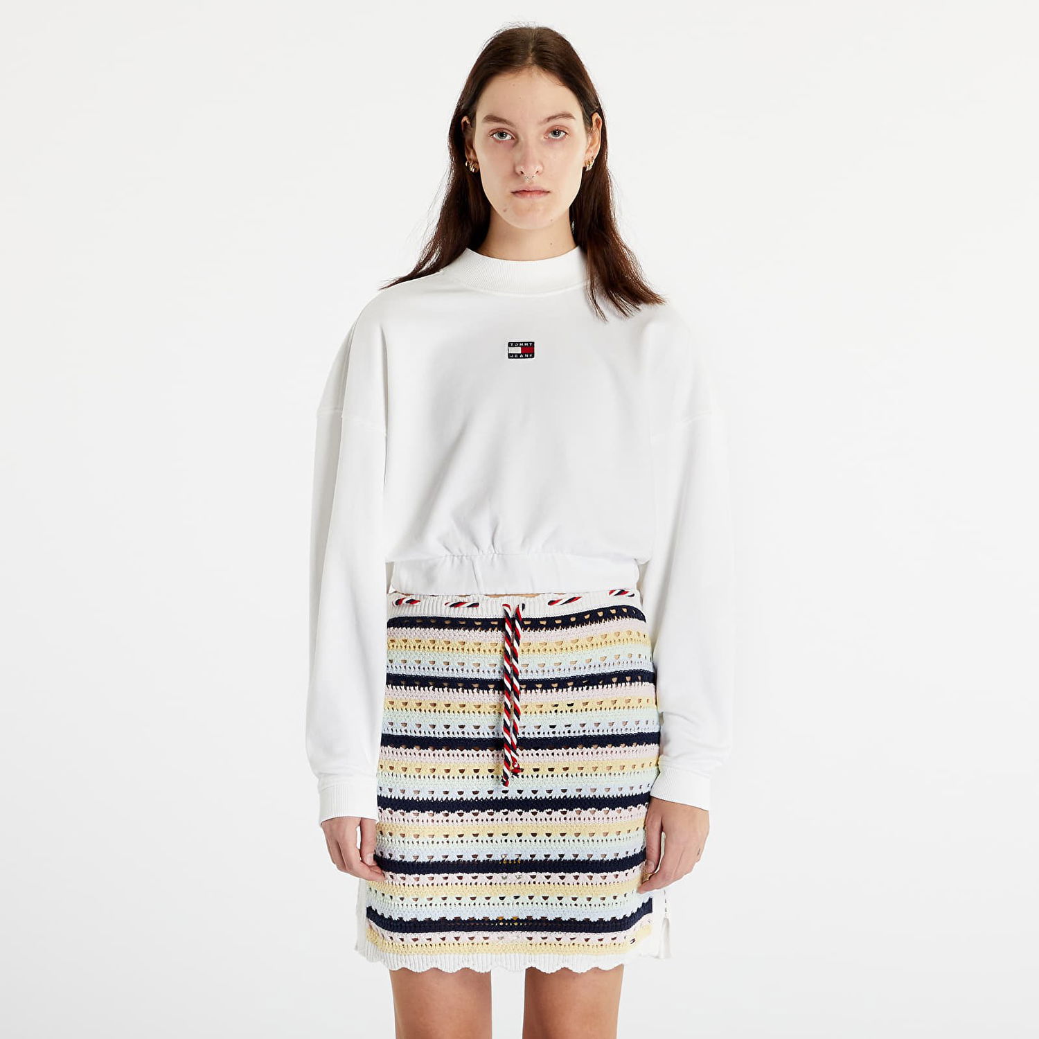 Суитчър Tommy Hilfiger Boxy Crop Badge Hoodie Бяло | DW0DW15415 YBR, 0