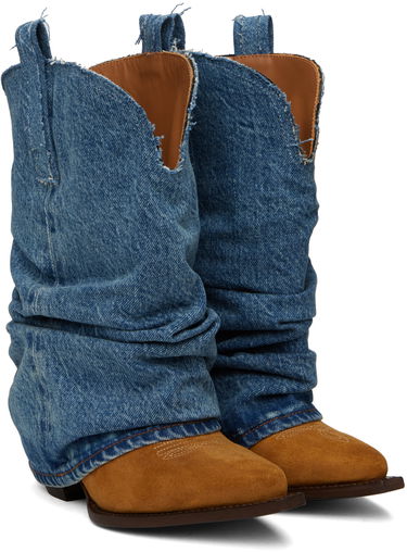 Облекло R13 R13 Low Rider Cowboy Denim Boots Синьо | R13S0109-DEN, 3