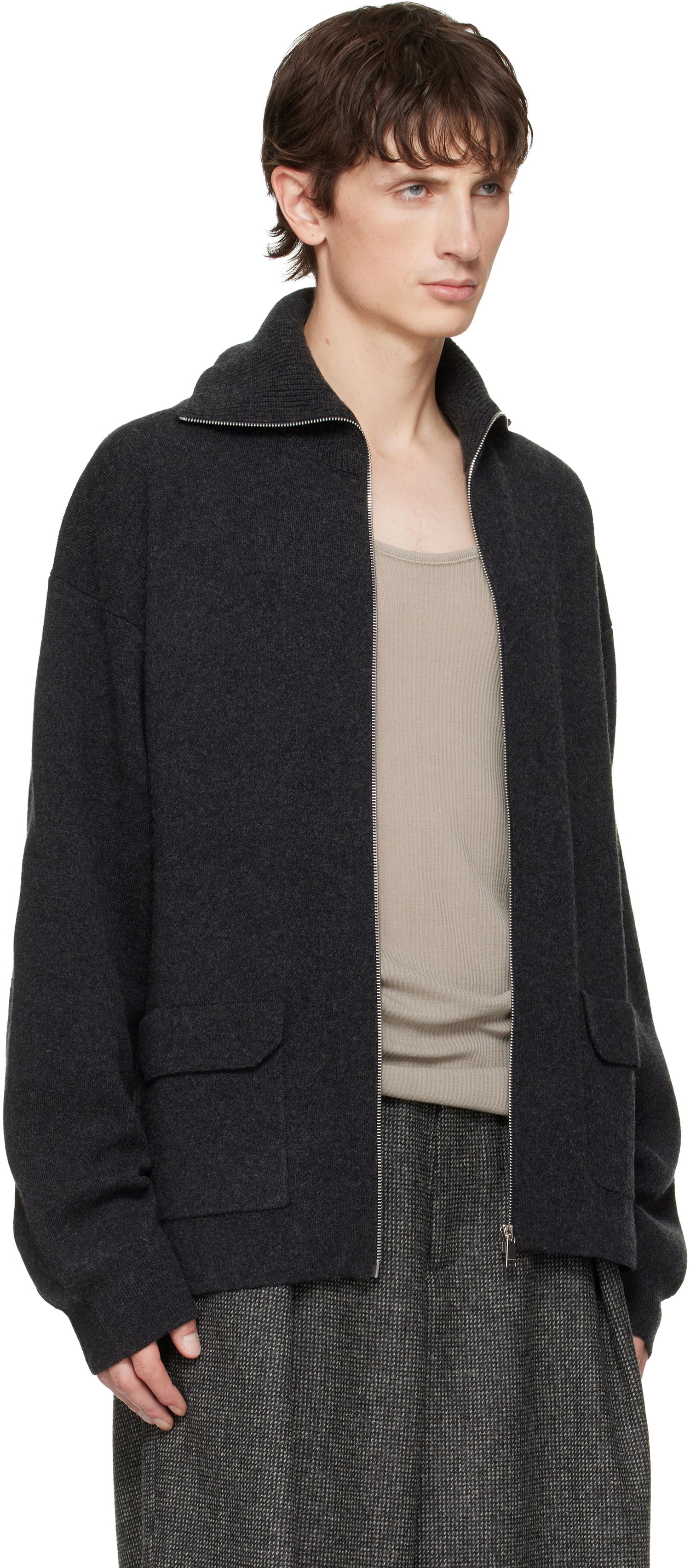 Пуловер LANVIN Cashmere Zip Cardigan Сиво | RM-PO0030-K077-H25, 1