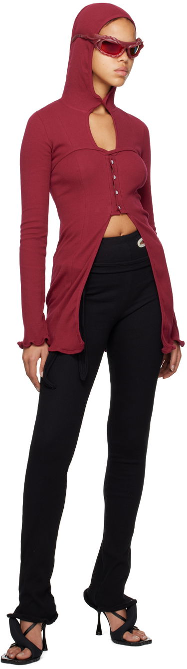 Пуловер Ottolinger Ottolinger Lounge Rib Hoodie Бургунди | 403504, 3