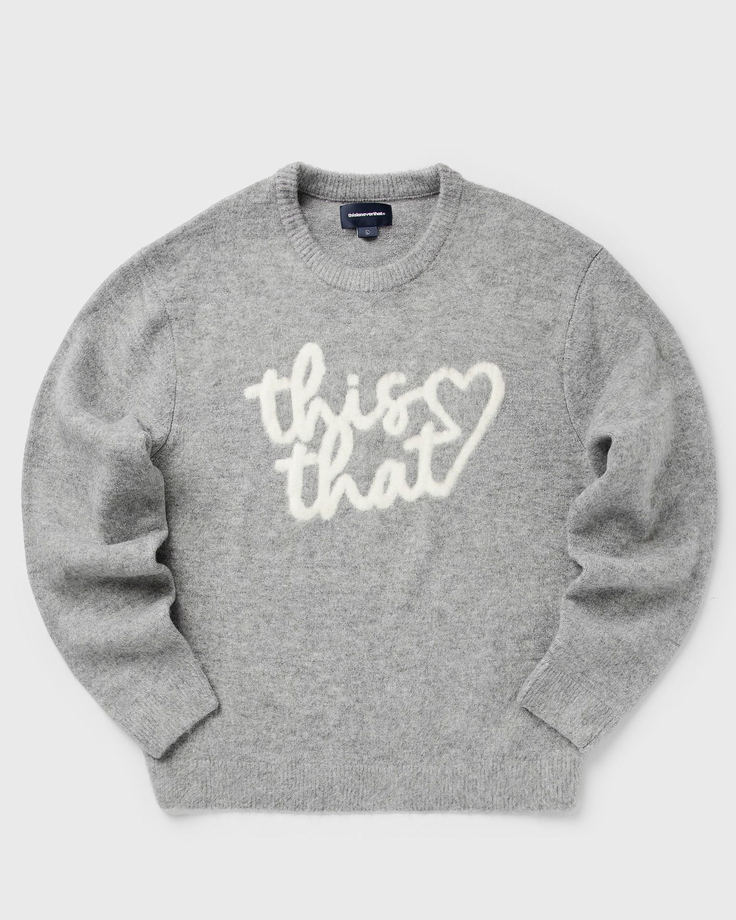 Пуловер thisisneverthat Heart Logo Knit Sweater Сиво | TN243KKNPK11HGR, 0